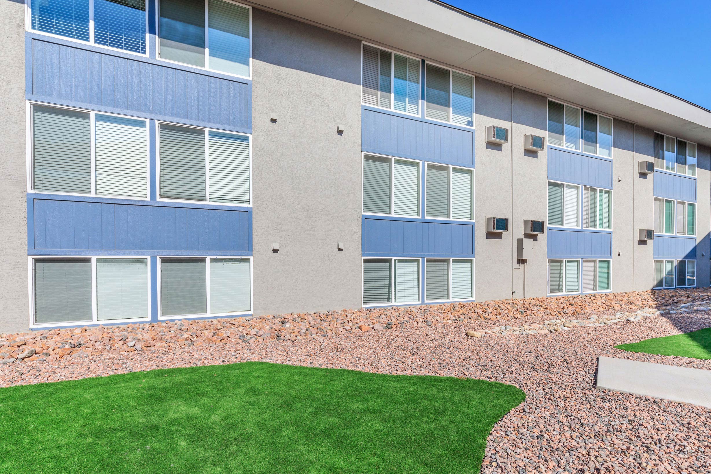 exterior view at the Aero Place Apartments, located in Colorado Springs, CO.