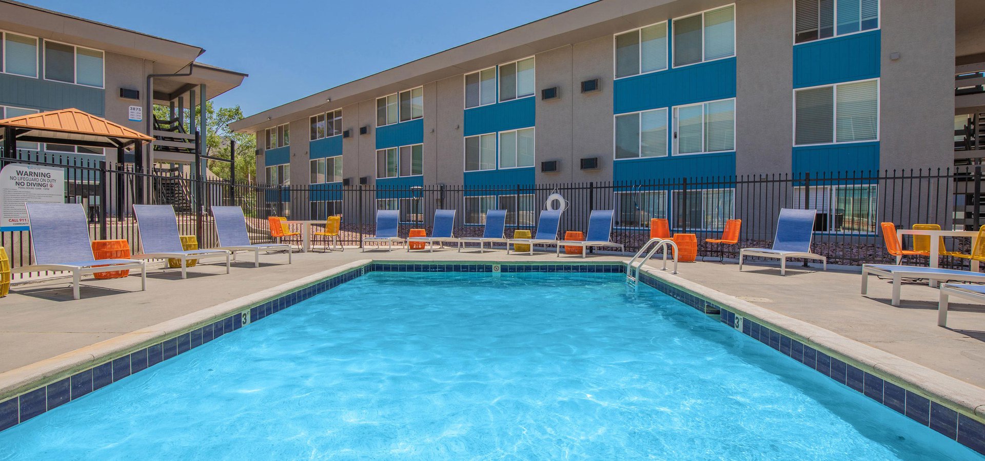 beautiful pool at the Aero Place Apartments, in Colorado Springs, CO.