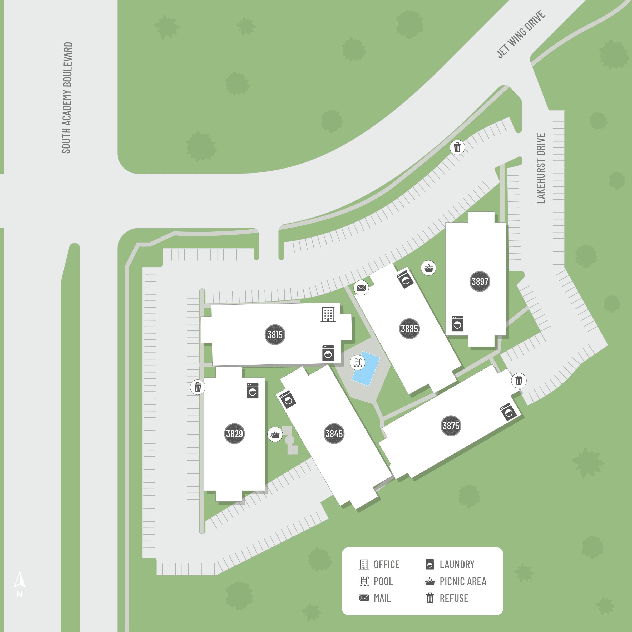 Site map at Aero Place Apartments, located in Colorado Springs, CO
